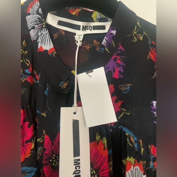 NWT Alexander McQueen sheer Floral long sleeve top size IT 46/ US L - Picture 3 of 9